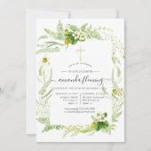 水彩緑のバプテスマまたは《キリスト教》洗礼式や命名式 招待状 (正面)