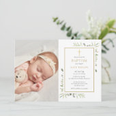 水彩緑のバプテスマ《キリスト教》洗礼式や命名式写真 招待状 (スタンド正面)