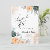 水彩緑のバラ保存日付 セーブザデート (スタンド正面)