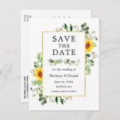 水彩緑のヒマワリの日を保存 ポストカード (正面/裏面)