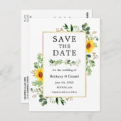 水彩緑のヒマワリの日を保存 ポストカード (正面/裏面)