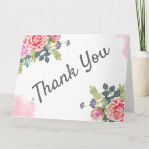 水彩緑のピンクの花 カード