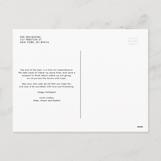 水彩緑のフレーム写真メリークリスマス シーズンポストカード (裏面)