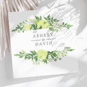 水彩緑のフローラガーデン結婚リーフ スタンダードカクテルナプキン