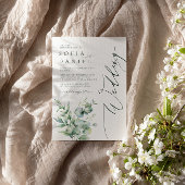 水彩緑のフローラ冬の結婚式パーティー 招待状