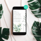 水彩緑のフローラ冬の結婚式パーティー 招待状