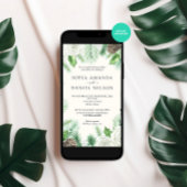 水彩緑のフローラ冬の結婚式 招待状