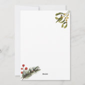 水彩緑のフローラ家族の写真クリスマス シーズンカード (裏面)