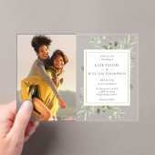 水彩緑のフローラ結婚写真 アクリル招待状 (インサイチュ (ポータブル))