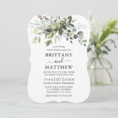 水彩緑のブラケットセージ緑結婚色 招待状 (スタンド正面)