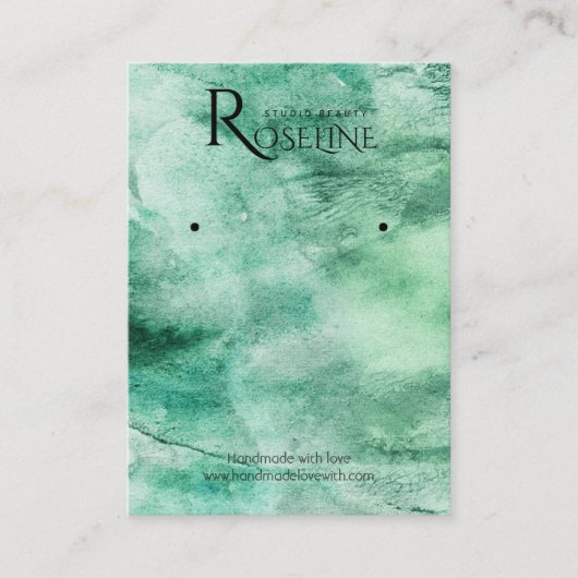 水彩緑のブラシロゴイヤリングディスプレイ 名刺 (正面)