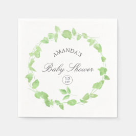 水彩緑のベビーシャワー スタンダードカクテルナプキン