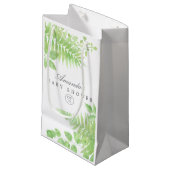 水彩緑のベビーシャワー スモールペーパーバッグ (正面アングル)