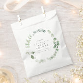 水彩緑のベビーシャワー フェイバーバッグ (クリップ留めされた状態)