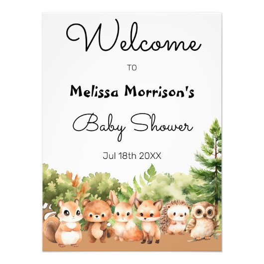 水彩緑のベビーシャワー フォトプリント (正面)