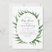 水彩緑のベビーシャワー 招待状 (正面)