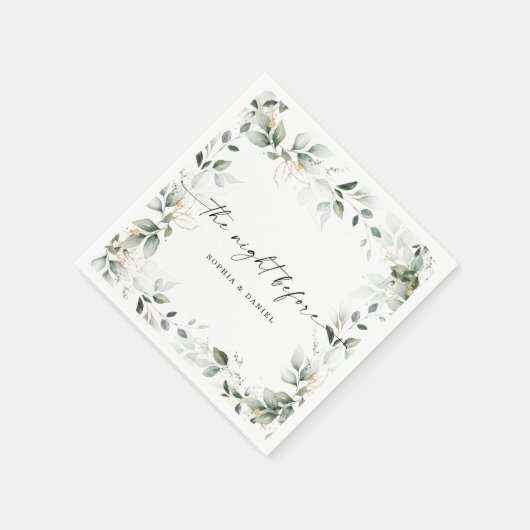 水彩緑のリハーサル前のディナーナイト スタンダードカクテルナプキン (角)