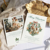 水彩緑のリース写真クリスマス シーズンカード