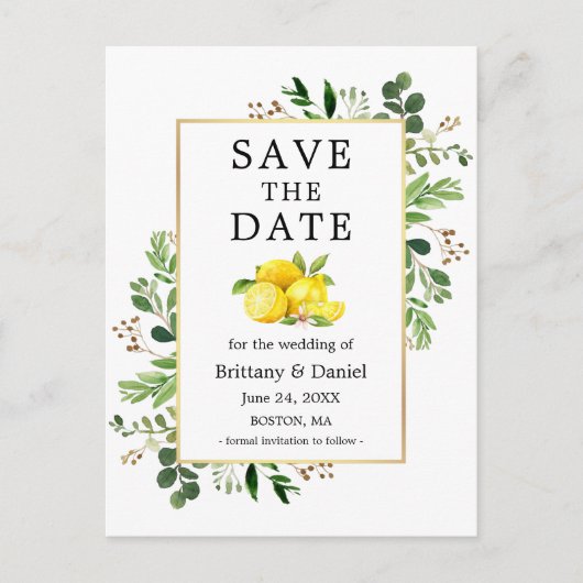 水彩緑のレモン保存日 ポストカード (正面)
