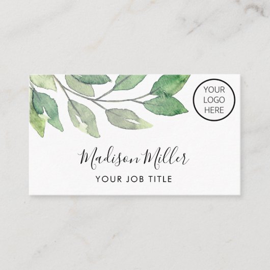 水彩緑のロゴ 名刺 (正面)