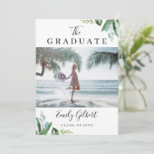 水彩緑の夏の卒業パーティー写真 招待状 (スタンド正面)