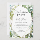 水彩緑の夏の卒業パーティー写真 招待状 (裏面)