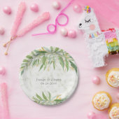 水彩緑の大理石エレガントな結婚式 ペーパープレート (パーティー)