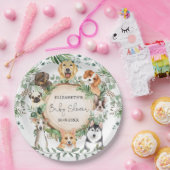 水彩緑の子犬の赤ちゃんシャワーポーティ ペーパープレート (パーティー)