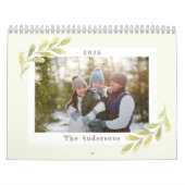 水彩緑の家族写真カレンダー カレンダー (カバー)