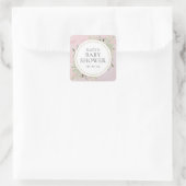 水彩緑の少女ベビーシャワーピンク大理石 スクエアシール (バッグ)