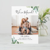 水彩緑の引っ越し祝いパーティーパーティー写真 招待状 (スタンド正面)