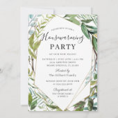 水彩緑の引っ越し祝いパーティーパーティー写真 招待状 (裏面)