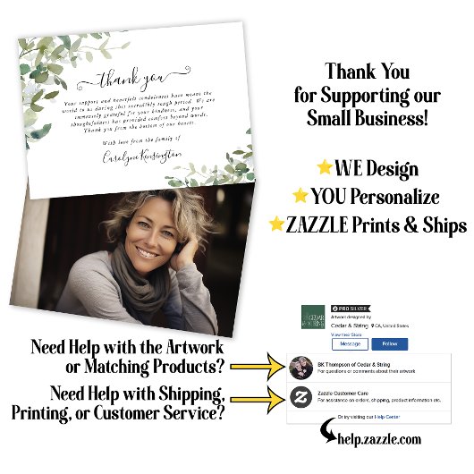 水彩緑の悔やみや弔慰写真ありがとう サンキューカード