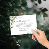 水彩緑の悔やみや弔慰写真ありがとう サンキューカード