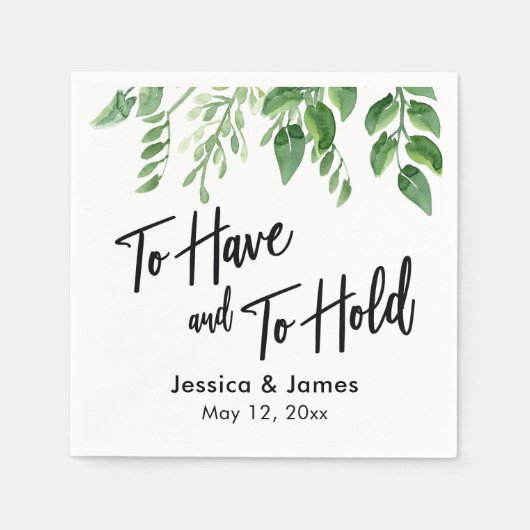 水彩緑の手書き持ち&持ち運び スタンダードカクテルナプキン (正面)