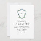 水彩緑の月桂樹クレストリハーサルディナー 招待状 (正面)