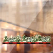 水彩緑の松の木と赤のバフアロープレイド ウィンドウサイン (シート2)