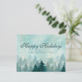 水彩緑の松の木 | ホリデーグリーティング ポストカード (スタンド正面)