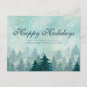 水彩緑の松の木 | ホリデーグリーティング ポストカード (正面)