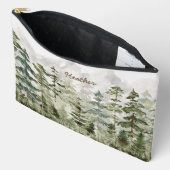 水彩緑の松の森 アクセサリーポーチ (見開き)