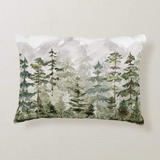 水彩緑の松の森 アクセントクッション (裏面)