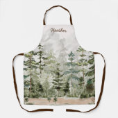 水彩緑の松の森 エプロン (正面)