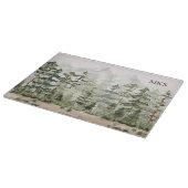 水彩緑の松の森 カッティングボード (角)