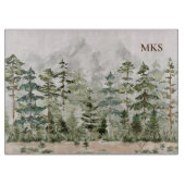 水彩緑の松の森 カッティングボード (正面)