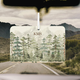 水彩緑の松の森 カーエアーフレッシュナー