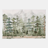 水彩緑の松の森 キッチンタオル (横)