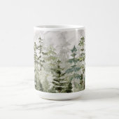 水彩緑の松の森 コーヒーマグカップ (中央)