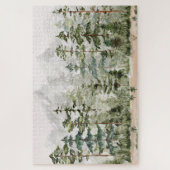 水彩緑の松の森 ジグソーパズル (縦)