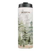 水彩緑の松の森 タンブラー (正面)