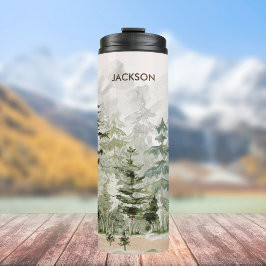 水彩緑の松の森 タンブラー